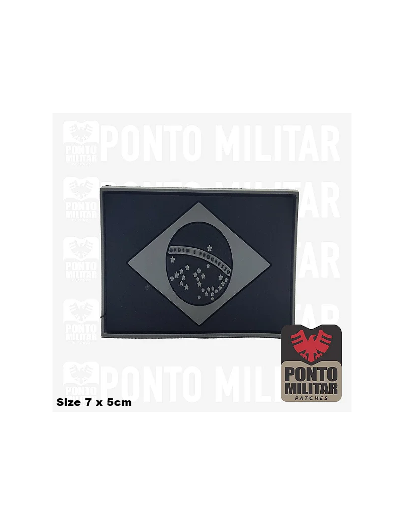 Patch - Brasil Flag - Black & Grey  [Ponto Militar] — Patches & Decoração — Airsoft Market PT