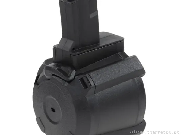 Magazine Réplica Drum Mp5 Saigo Elétrico 1200 Bbs negro — Carregadores / Magazines — Airsoft Market PT