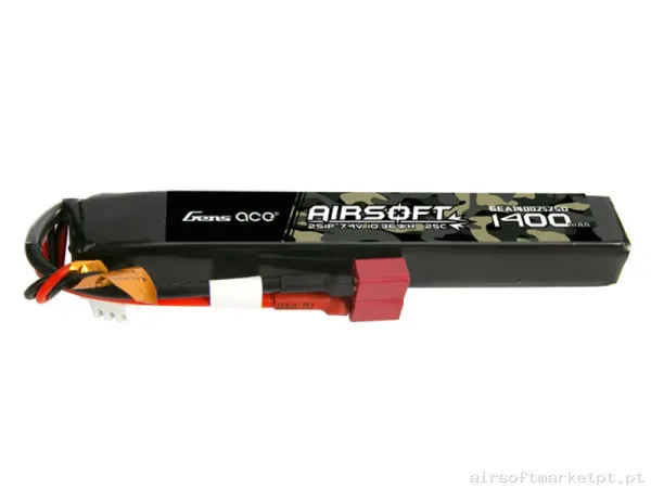 Bateria Lipo Stick Gens Ace 1400mah 7.4v 25c (T-Plug) — Baterias & Carregadores — Airsoft Market PT