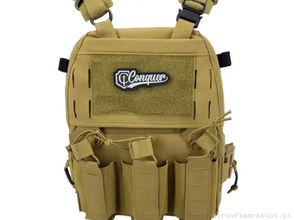 Chaleco Conquer MTPC COYOTE — Coletes & Rigs — Airsoft Market PT