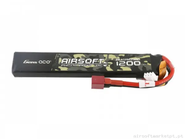Bateria Lipo Stick Gens Ace 1200mah 7.4v 25c (T-Plug) — Baterias & Carregadores — Airsoft Market PT