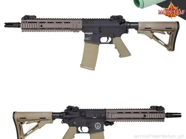 Rossi Neptune Sas Negra/tan Gatillo Electronico + Upgrade Maple Leaf — Rifles de Assalto (AR/M4/AK) — Airsoft Market PT