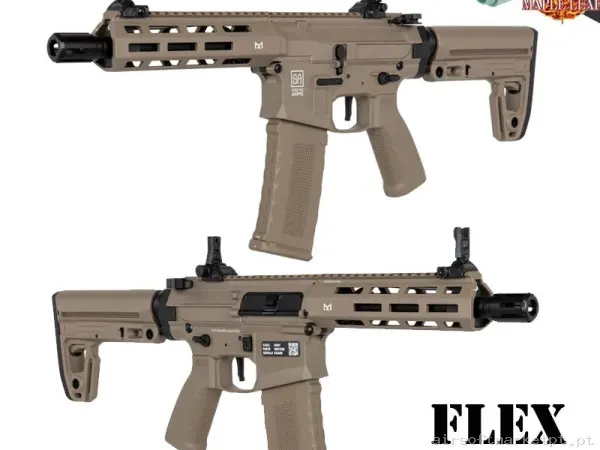 REPLICA SPECNA ARMS SA-F20 FLEX™ ETU™ GATILLO ELECTRÓNICO TAN + GOMA MAPLE LEAF — Rifles de Assalto (AR/M4/AK) — Airsoft Market PT