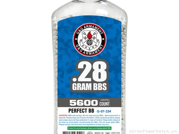 BBs 0.28g G&G 5600 BBs Brancas — Munição (BBs) — Airsoft Market PT
