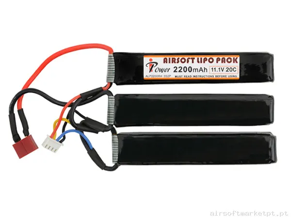 Bateria Lipo Nunchuk Triplo Ipower 2200mah 11.1v 20c (T-Plug) — Baterias & Carregadores — Airsoft Market PT