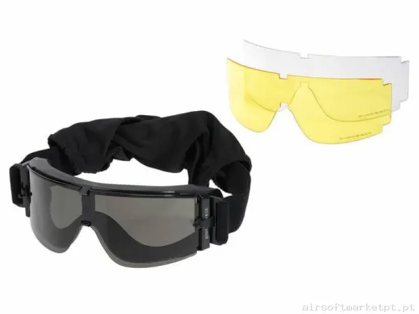GAFAS PANTALLA TAN 3 LENTES X800 NEGRA DELTA TACTICS — Proteção Ocular & Facial — Airsoft Market PT