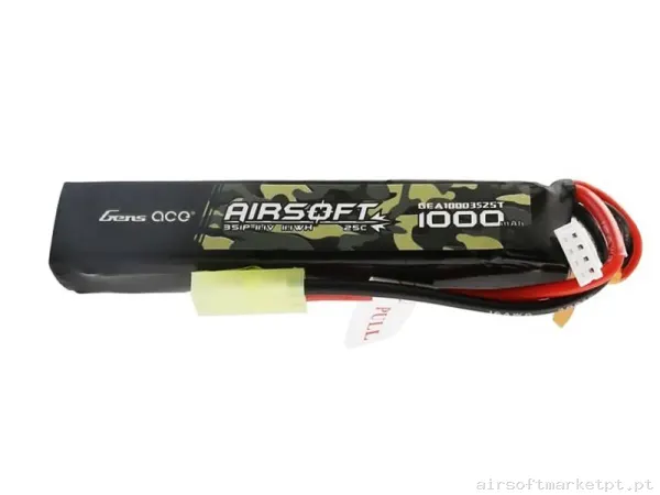 BATERIA LIPO GENS ACE 1000 MAH 25C 11.1V STICK TAMIYA — Baterias & Carregadores — Airsoft Market PT