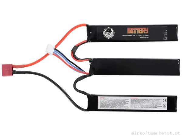 Bateria Lipo Nunchuk Triple Duel Code 1100mah 11.1v 25c (T-Plug) — Baterias & Carregadores — Airsoft Market PT