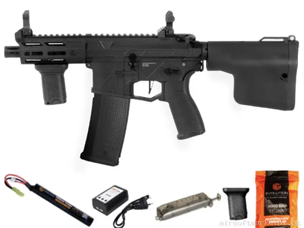 Réplica airsoft AEG M4 Evolution Ghost Xs Emr Ax Carbontech Combo preta — Rifles de Assalto (AR/M4/AK) — Airsoft Market PT