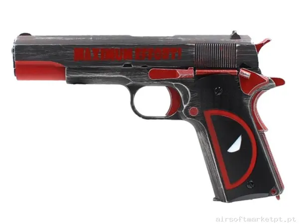 Réplica GBB Pistola 1911 Aw Custom Deadpool Ne2201 negra/Roja — Pistolas — Airsoft Market PT