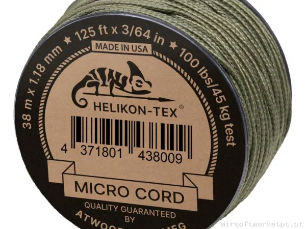 Corda Multiuso Helikon-Tex Micro Cord 125ft verde od — Acessórios & Componentes — Airsoft Market PT