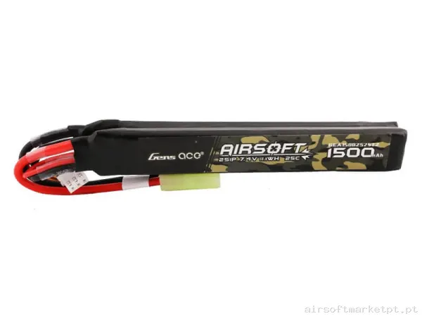 Bateria Lipo Nunchuk Duplo Gens Ace 1500mah 7.4v 25c — Baterias & Carregadores — Airsoft Market PT