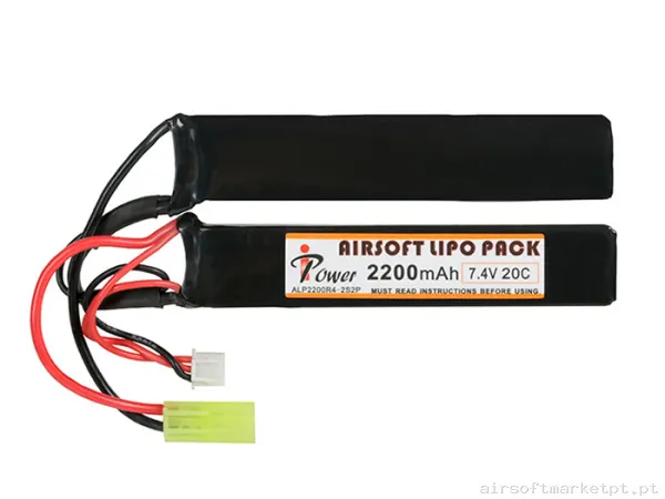 Bateria Lipo Nunchuk Dupla Ipower 2200mah 7.4v 20c — Baterias & Carregadores — Airsoft Market PT