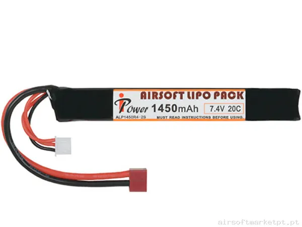 Bateria Lipo Stick Ipower 1450mah 7.4v 20c (T-Plug) — Baterias & Carregadores — Airsoft Market PT