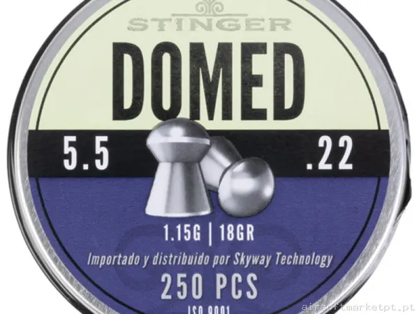 Perdigão Diábolo Ponta Arredondada 5.5mm 1.15g Stinger Domed 250u — Munição (BBs) — Airsoft Market PT