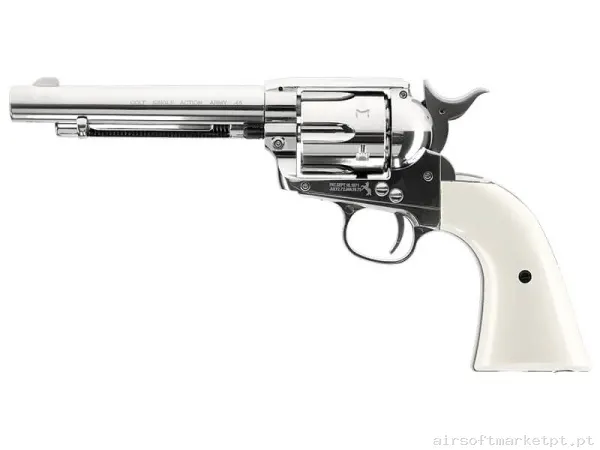 Airgun CO2 4.5mm Revólver Umarex Saa .45 Peacemaker 5.5" Pellet Prata — Pistolas — Airsoft Market PT
