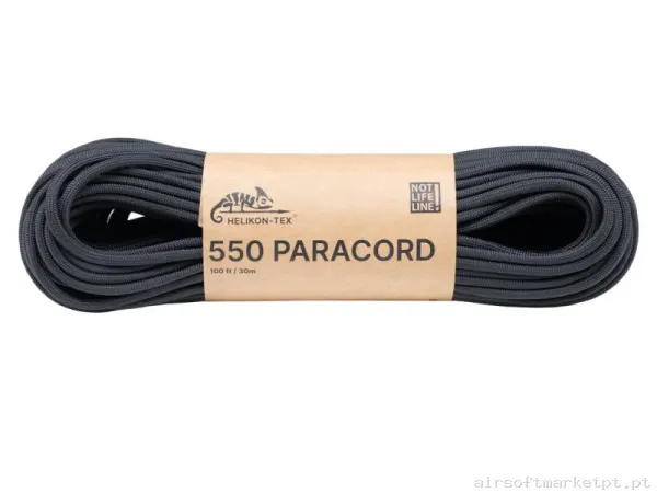 Corda Multiuso Helikon-Tex Paracord 550 100ft preto — Acessórios & Componentes — Airsoft Market PT