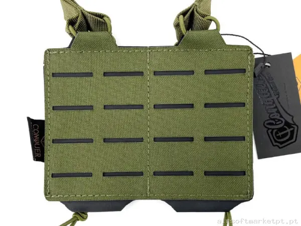 Pouch Magazine Pouch Doble M4 Conquer Open Top verde od — Coletes & Rigs — Airsoft Market PT