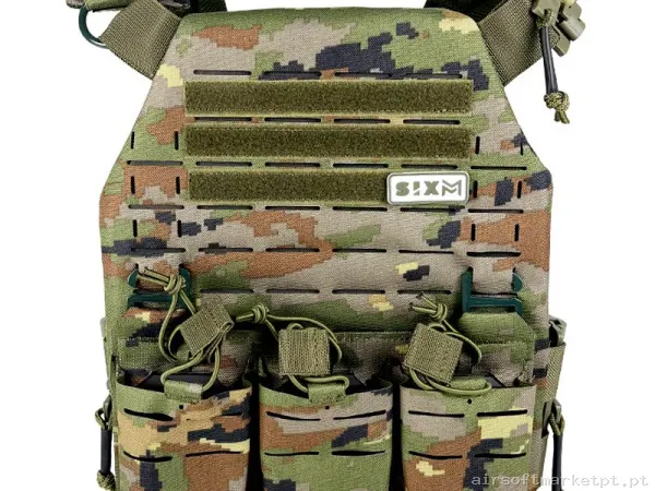 Colete Sixmm Laser Cut Llc Camuflagem Pixelada — Coletes & Rigs — Airsoft Market PT