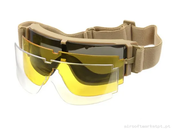 GAFAS CON 3 LENTES RK5 TAN — Proteção Ocular & Facial — Airsoft Market PT