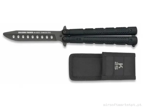 Faca Borboleta Treinamento Dummy K25 36252 Balisong Alumínio 9.8cm preto com Estojo — Ferramentas — Airsoft Market PT