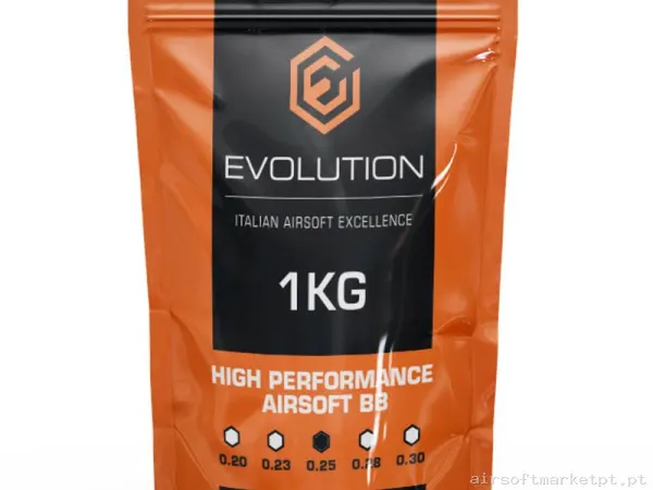 BBs 0.25g Evolution High Performance 1kg Brancas — Munição (BBs) — Airsoft Market PT