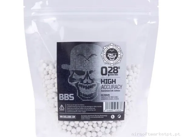 BBs 0.28g Duel Code Absolute 2000 BBs Brancas — Munição (BBs) — Airsoft Market PT