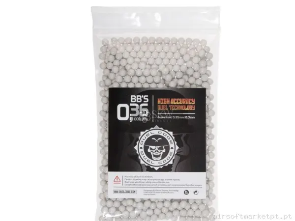 Bolas Duel Code No Bio 0,36g 1000 Bbs - Gris Perla — Munição (BBs) — Airsoft Market PT