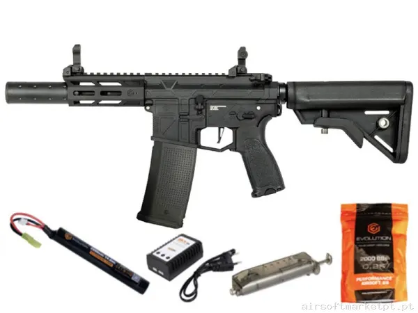 Réplica AEG M4 Evolution Ghost Xs Emr S Carbontech Combo preta — Rifles de Assalto (AR/M4/AK) — Airsoft Market PT