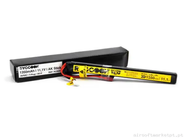 Bateria Lipo Stick Raccoon Pro 1350mah 11.1v 25-50C (T-Plug) — Baterias & Carregadores — Airsoft Market PT