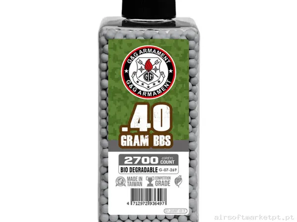 BBs Bio 0.40g G&G 2700 Bbs cinza — Munição (BBs) — Airsoft Market PT