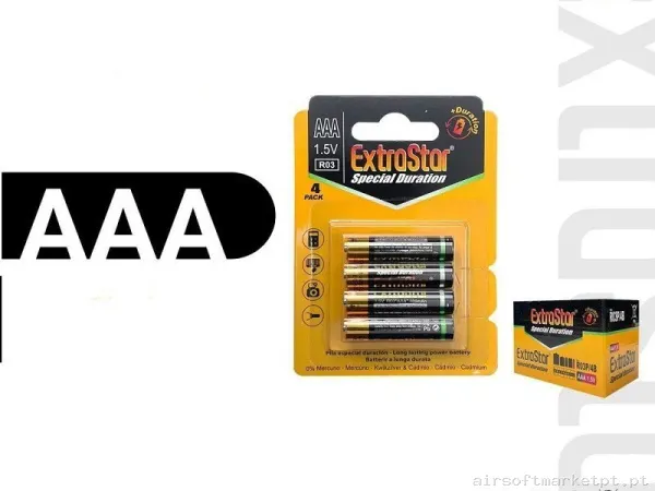 Pack Pila Aaa 1.5v 4 Unidades Extrastar — Acessórios & Componentes — Airsoft Market PT