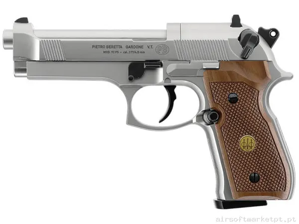 Airgun CO2 4.5mm Pistola Umarex Beretta M92 Fs cinza/Madeira — Pistolas — Airsoft Market PT