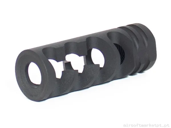 Externo Quebra-chamas Evolution CNC Steel Fishbone Flash Hider preta — Acessórios & Componentes — Airsoft Market PT