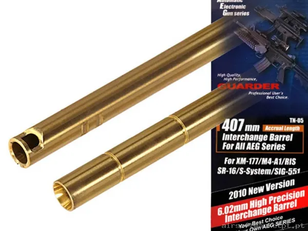 Interno Cano Precisão AEG 6.02 407mm Guarder Interchange XM-177/M4-A1/RIS/SR-16/S-SYSTEM/Sig-551 — Peças Internas (AEG) — Airsoft Market PT
