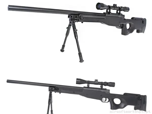 L96 Well Saigo Negro + Mira + Bipode- Upgradeado 515- 540 Fps — Snipers — Airsoft Market PT