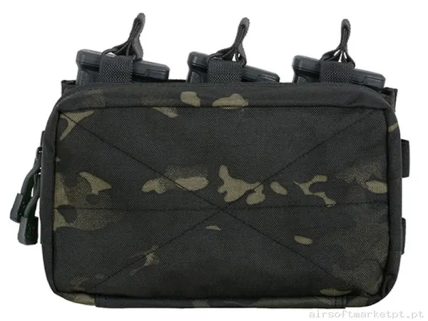 Pouch Magazine Pouch Triplo M4 Oem Open Top com Pouch Multiusos Estilo multicam Black — Coletes & Rigs — Airsoft Market PT