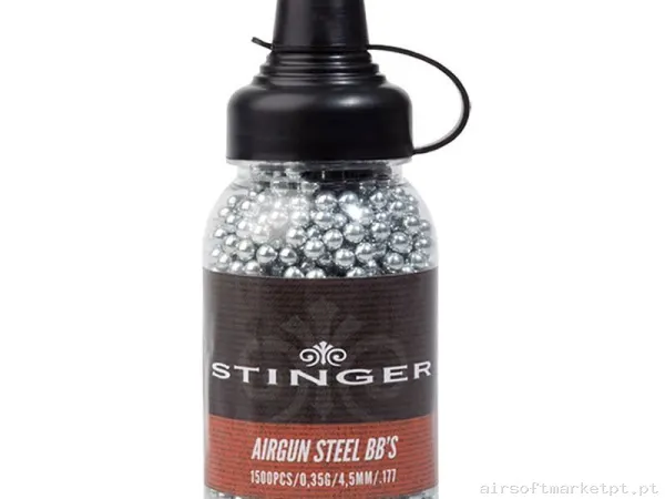 BOTE 1500 BBS 4.5MM ACERO NIQUELADO STINGER — Munição (BBs) — Airsoft Market PT
