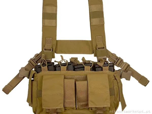 Colete Chest Rig Conquer Multi Chest Rig coyote Brown — Coletes & Rigs — Airsoft Market PT
