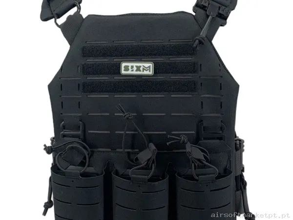Colete Sixmm Laser Cut Llc preto — Coletes & Rigs — Airsoft Market PT