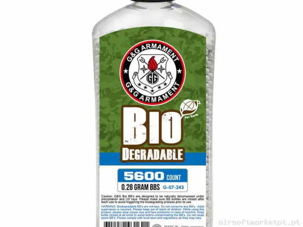 BBs Bio 0.28g G&G 5600 BBs Brancas — Munição (BBs) — Airsoft Market PT