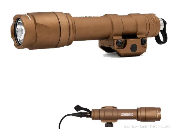 Linterna Táctica 600 Lumenes Pulsador Arsenic AS600A Tan — Lanternas & Lasers — Airsoft Market PT