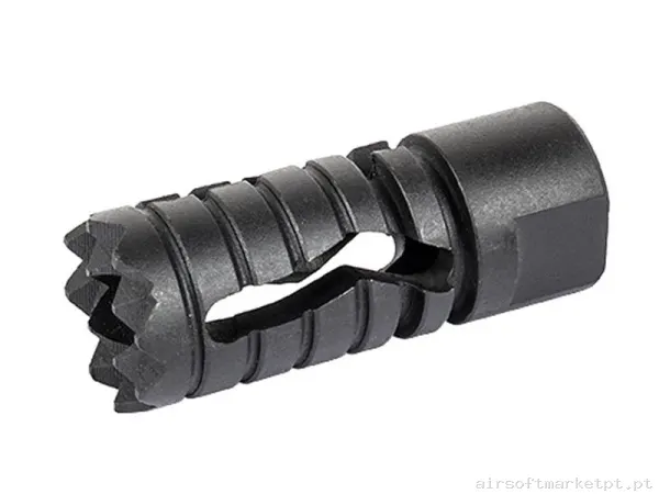 Externo Quebra-chamas Evolution CNC Steel Medieval Long Flash Hider negra — Acessórios & Componentes — Airsoft Market PT