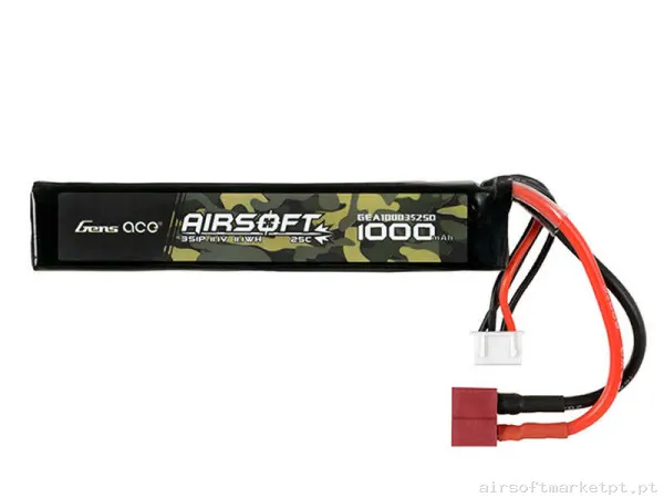Bateria Lipo Stick Gens Ace 1000mah 11.1v 25c (T-Plug) — Baterias & Carregadores — Airsoft Market PT