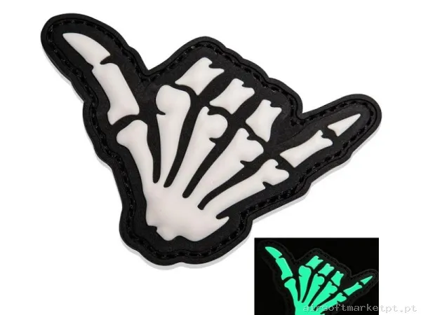 PARCHE GOMA RELIEVE OEM MANO ESQUELETO F18 FLUORESCENTE — Patches & Decoração — Airsoft Market PT
