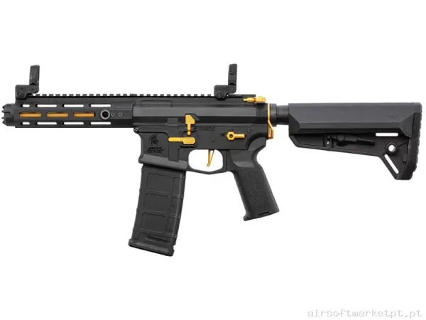Réplica airsoft AEG M4 Lancer Tactical LT-32 Gen.2 Hellion Nsr 7" Combo preta/Dourada — Rifles de Assalto (AR/M4/AK) — Airsoft Market PT