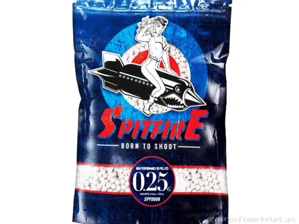 BOLAS SPITFIRE 0.25G NO BIO 1KG BLANCAS — Munição (BBs) — Airsoft Market PT