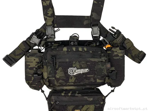Chaleco Chest Rig Conquer Titan multicam black — Coletes & Rigs — Airsoft Market PT