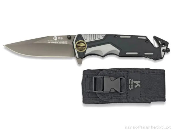 Faca Tática K25 19654 Army Titanium Coated 9.4cm com Estojo — Ferramentas — Airsoft Market PT