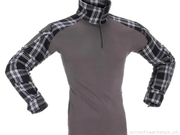 Camiseta de Combate Invader Gear Flannel preta — Vestuário (Fardas) — Airsoft Market PT